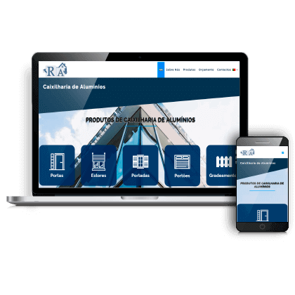 website para empresa caixilharia de alumínios